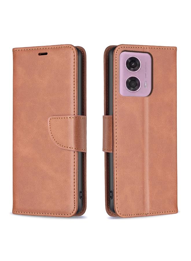اس-توب جراب لهاتف Motorola Moto G24 / E14 / G04، جراب هاتف قابل للطي من جلد الحمل بلون نقي - Image 1