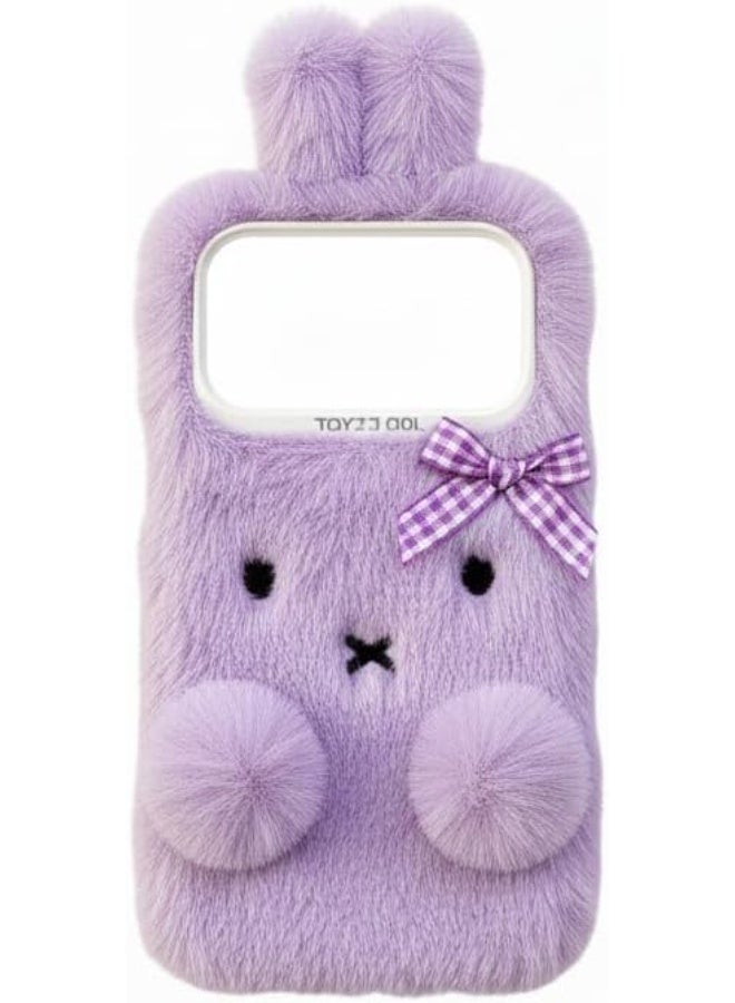 Razavi Store Plush Bow Rabbit 3D Phone Case – Shockproof Fluffy Cover - Image 1