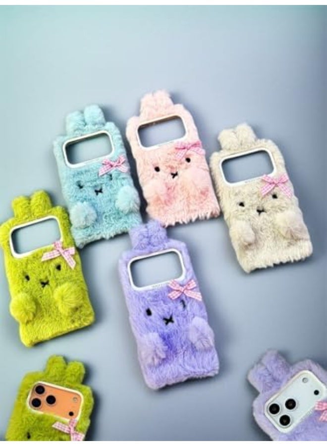 Razavi Store Plush Bow Rabbit 3D Phone Case – Shockproof Fluffy Cover - Image 5