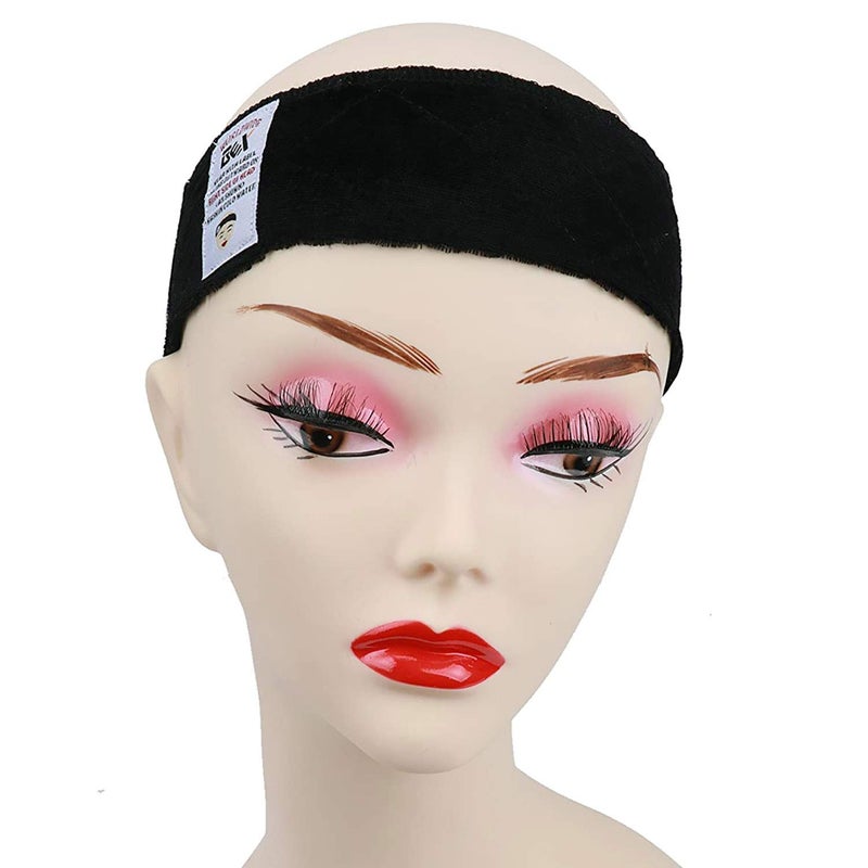 gexworldwide GEX Beauty Flexible Velvet Wig Grip Scarf Head Hair Band Wig Band Adjustable Fastern (Dark Black) - Image 1