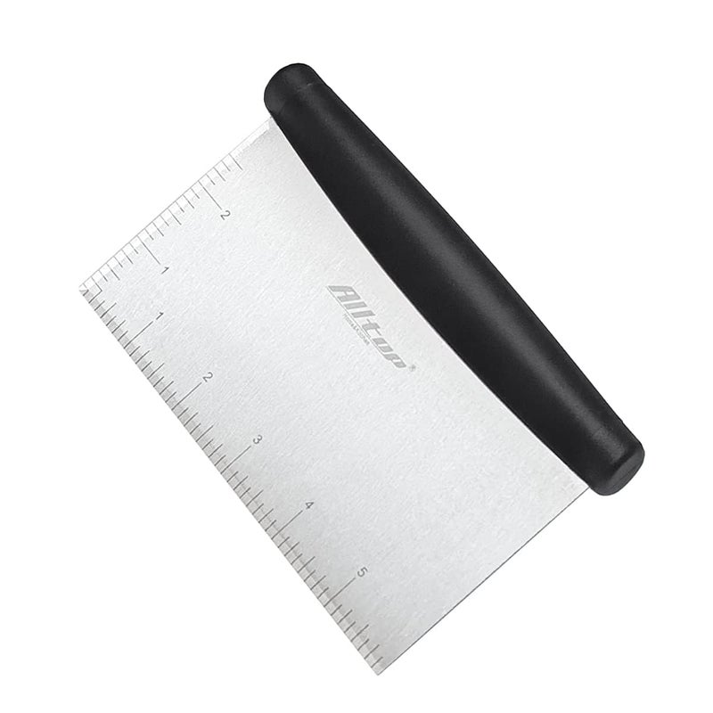 ALLTOP Bench Scraper  Chopper for Kitchen  Ideal Baking Essential UtensilStainless Steel PastryDoughFood Cutter Tool for Cake Pizza BreadCooking  1 PackBlack