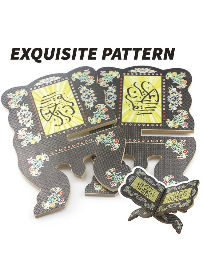 Durable Wooden Quran Stand Premium Quran Holder with Exquisite Painted Patterns Portable Detachable Prayer Book Stand for Daily Use High-quality Ramadan Reading Shelf for Home, Office, Travel - Image 3