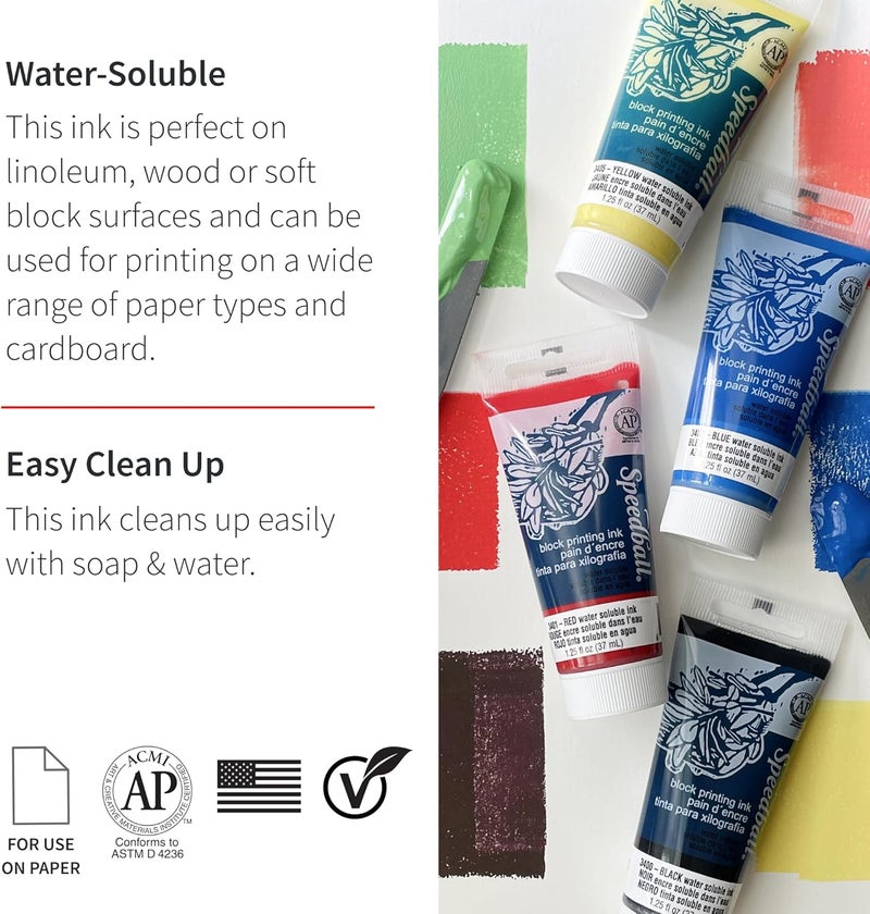 Speedball 8 oz. Water-Soluble Block Ink in Primary Blue for Printing - Image 2