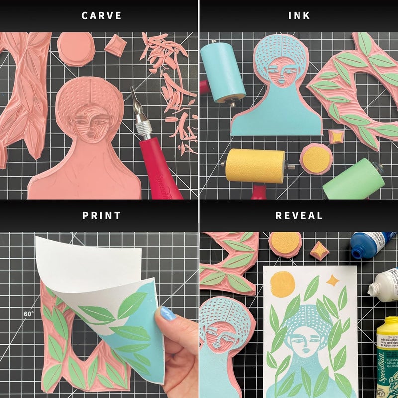 Speedball 8 oz. Water-Soluble Block Ink in Primary Blue for Printing - Image 4