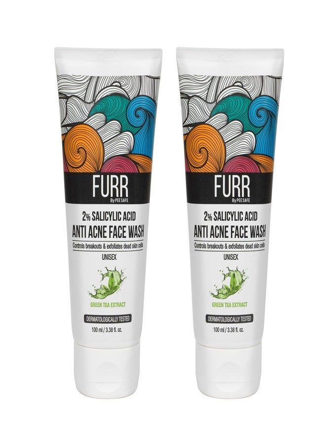 FURR Anti Acne Face Wash For Men & Women - 100ml With Green Tea | Face Wash For Men & Women | Reduces Redness | 2% Salicylic Acid | Exfoliates Dead Skin Cells | Paraben Free | Pack of 2 - Image 1
