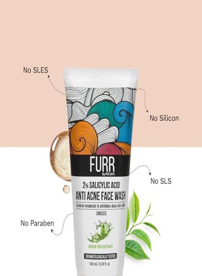 FURR Anti Acne Face Wash For Men & Women - 100ml With Green Tea | Face Wash For Men & Women | Reduces Redness | 2% Salicylic Acid | Exfoliates Dead Skin Cells | Paraben Free | Pack of 2 - Image 4