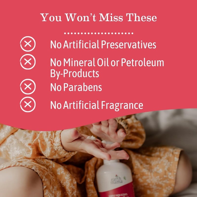 Earth Mama Simply Non-Scents Baby Lotion for Dry Skin, Calendula Cream for Newborn Skin Care, Organic Moisturizer for Children with Aloe Juice, Rooibos, & Shea Butter, Fragrance Free, 8-Fluid Ounce - Image 2