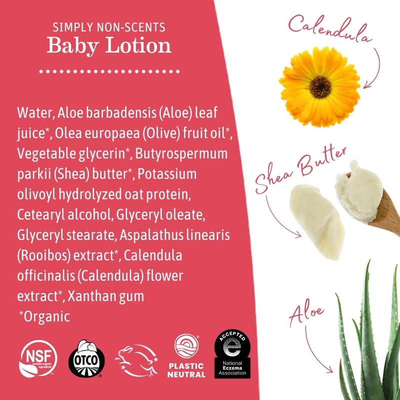 Earth Mama Simply Non-Scents Baby Lotion for Dry Skin, Calendula Cream for Newborn Skin Care, Organic Moisturizer for Children with Aloe Juice, Rooibos, & Shea Butter, Fragrance Free, 8-Fluid Ounce - Image 5