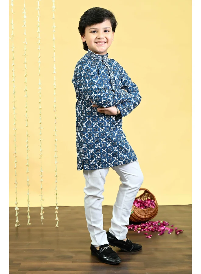 BT DEZINES Boys Royal Blue Kurta Pajama Set