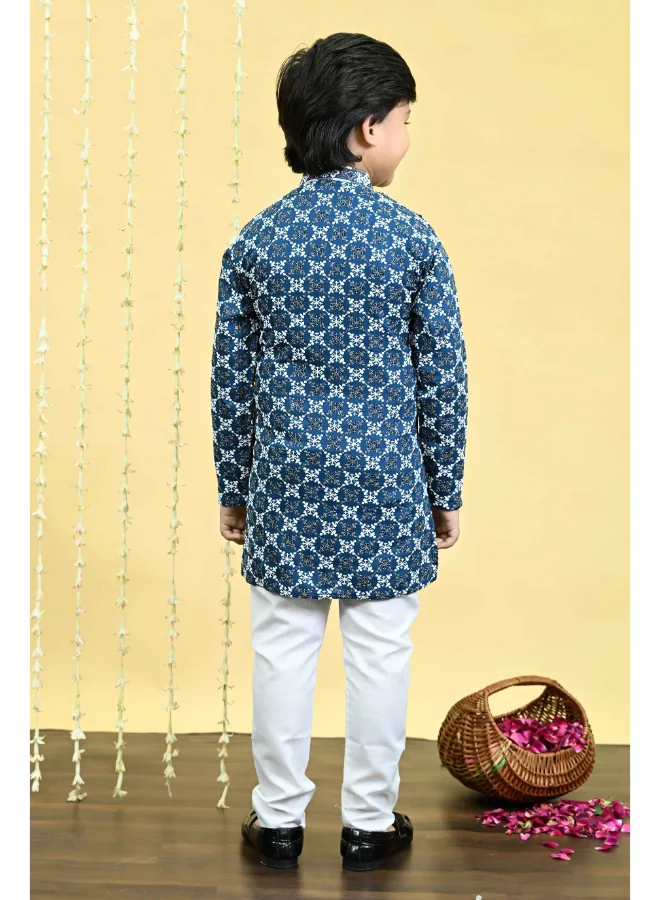 BT DEZINES Boys Royal Blue Kurta Pajama Set