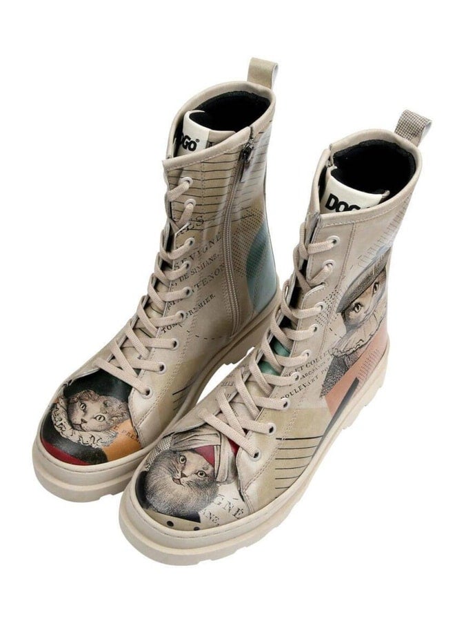 Dogo Women's Vegan Leather Beige Long Zip-Up Boots - Mon Cher Design - Image 3