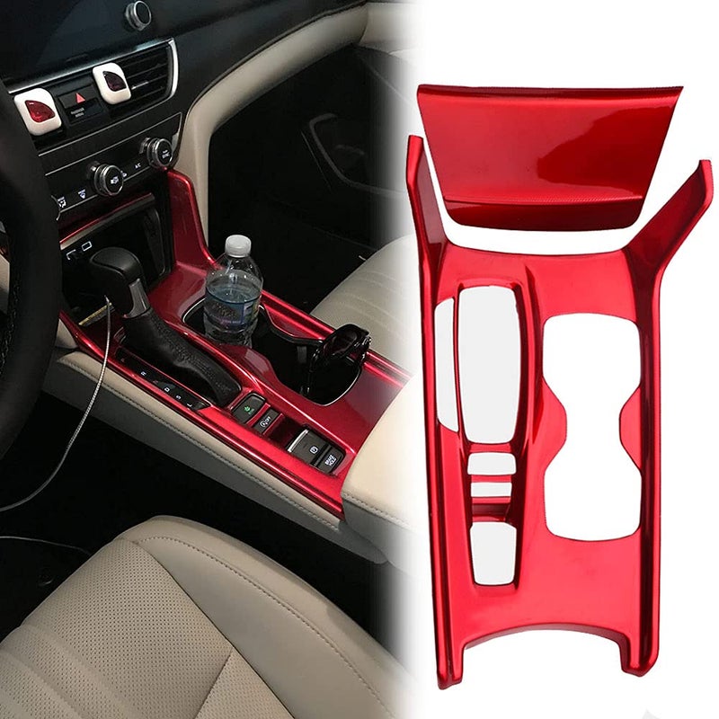 LEXLEY 2Pcs Red Style Gear Shift Frame Console Panel Trims Cover Cup Holder Decor Decal Compatible with Honda Accord 2018 2019 2020 2021 2022,Not Fit Hybrid (With gear lever) - Image 1