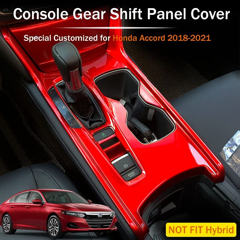 LEXLEY 2Pcs Red Style Gear Shift Frame Console Panel Trims Cover Cup Holder Decor Decal Compatible with Honda Accord 2018 2019 2020 2021 2022,Not Fit Hybrid (With gear lever) - Image 2
