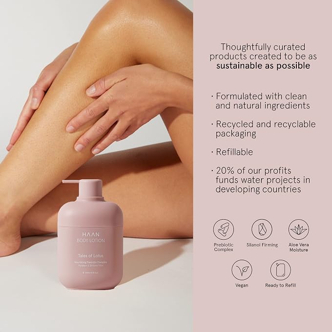 Haan Moisturizing Body Lotion For Men and Women | Healthier, Smoother, and Softer Skin | Paraben & Silicon Free | Hydrating Body Lotion for all skin types. Tales of Lotus scent - 8.5 Fl. Oz. - Image 3