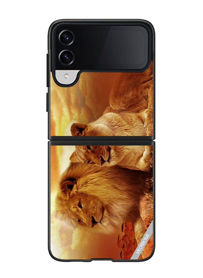 VR CREATIVE Protective Case Cover For Samsung Galaxy Z Flip4 King Queen Of Jungle Design Multicolour - Image 1