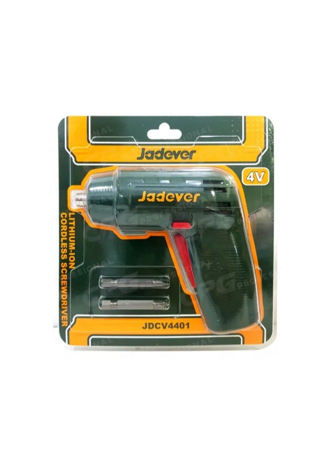 Jadever Jadever  Cordless Screwdriver 4V + 2 Pcs  50Mm Bits Jdcv4401 
