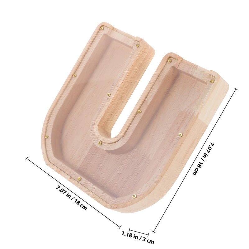 Wooden Letter Shaped Coin Piggy Bank Natural Color DIY Alphabet Money Box Educational Savings Bank - Image 3