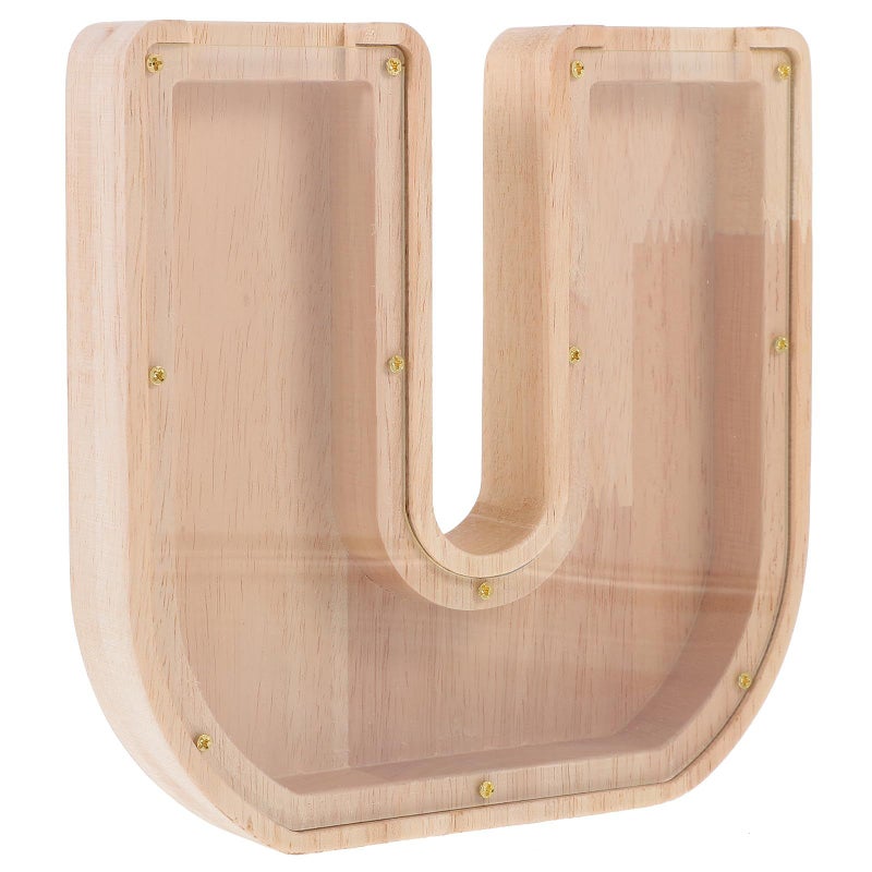 Wooden Letter Shaped Coin Piggy Bank Natural Color DIY Alphabet Money Box Educational Savings Bank - Image 2