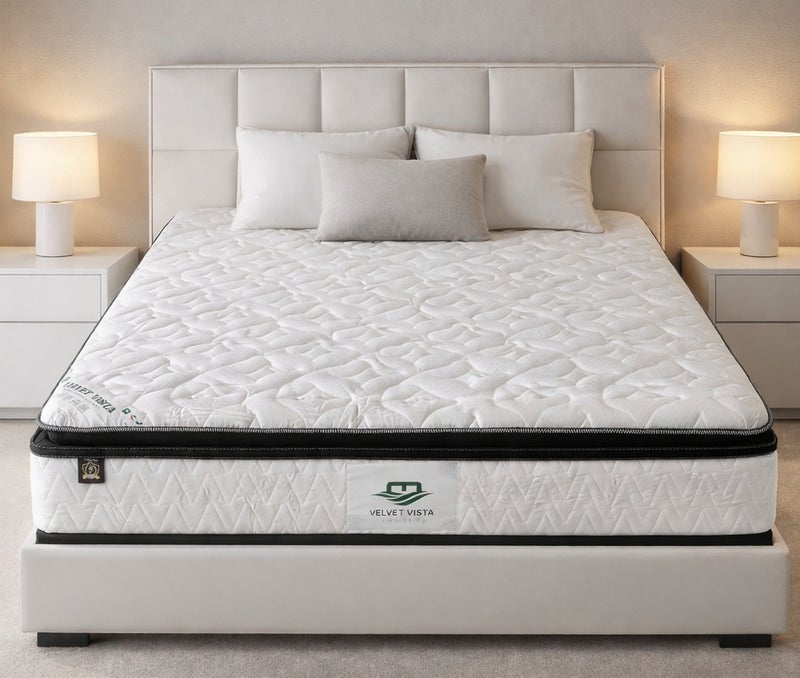 ريكسال هوم مرتبة Rexal Home Velvet Vista بزنبركات بونيل متوسطة الصلابة – سماكة 30 سم، سطح علوي مبطّن ناعم، قماش قابل للتنفس، راحة يومية، مقاس فردي 190 × 100 سم - Image 1