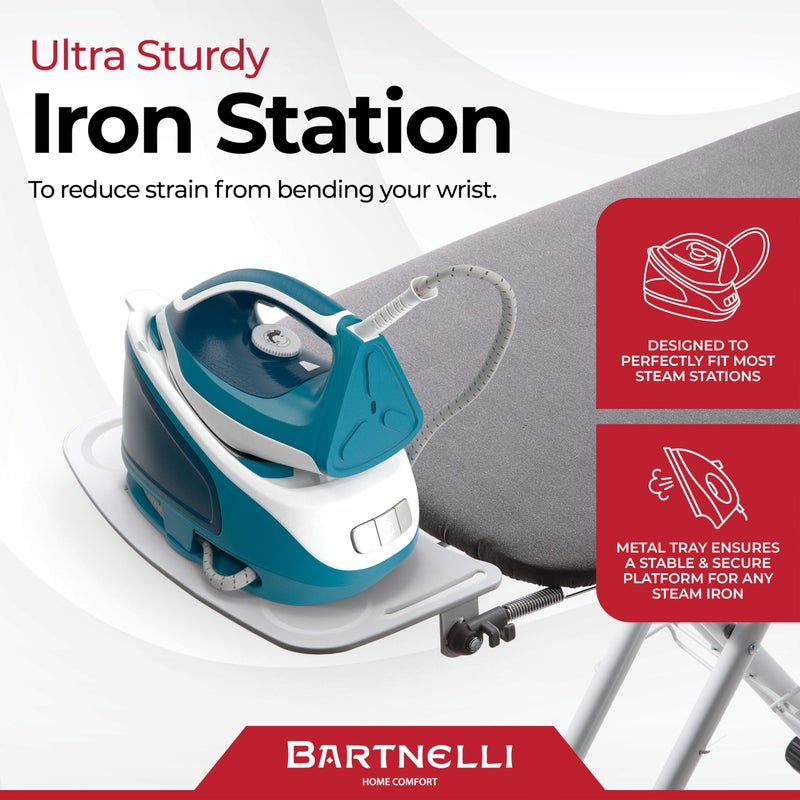 Bartnelli Extra Wide Pro Ironing Board 19x48 Ironing Surface with Iron Rest, Cord Holder, Shelf and 4 Layer Heat Resistant Cover and Pad - Image 5