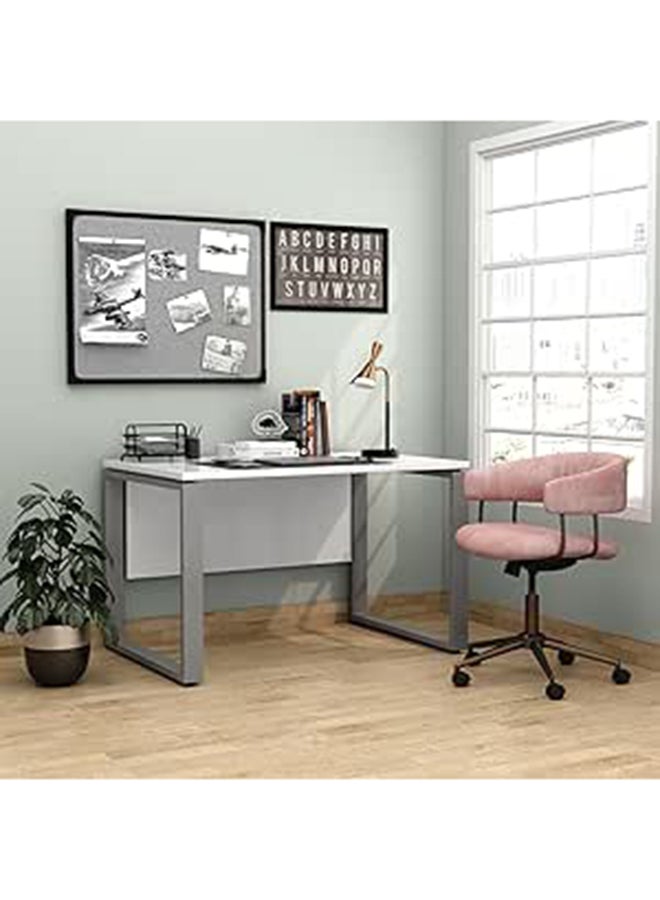 RIGID Office Desk, Computer Workstation, Gaming Study Writing Table for Home and Office (Table Top White & Cemento Grey Legs)