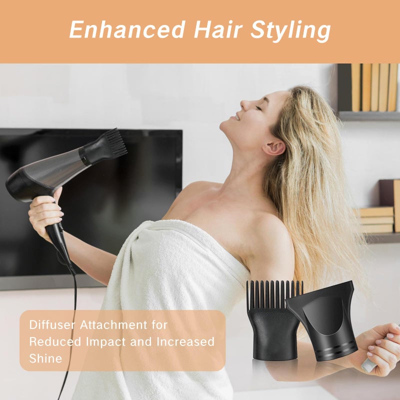 YAFIYGI مجموعة ملحقات مجفف الشعر YAFIYGI 2 قطعة بلاستيك أسود مع مشط تركيز وموزع هواء استبدال ملحقات مجفف الشعر للاستخدام في الصالونات والمنازل - Image 5