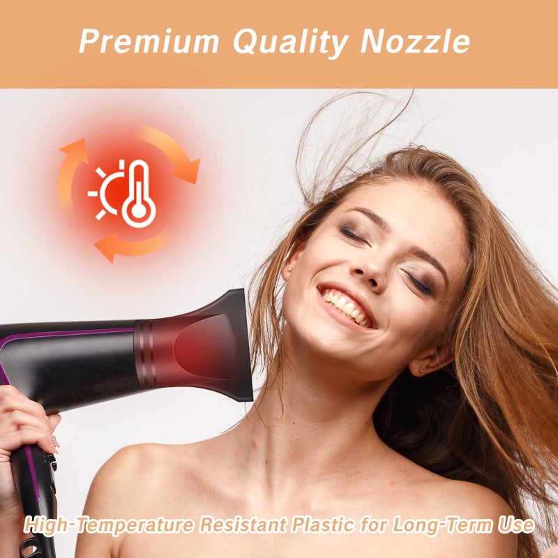 YAFIYGI مجموعة ملحقات مجفف الشعر YAFIYGI 2 قطعة بلاستيك أسود مع مشط تركيز وموزع هواء استبدال ملحقات مجفف الشعر للاستخدام في الصالونات والمنازل - Image 4