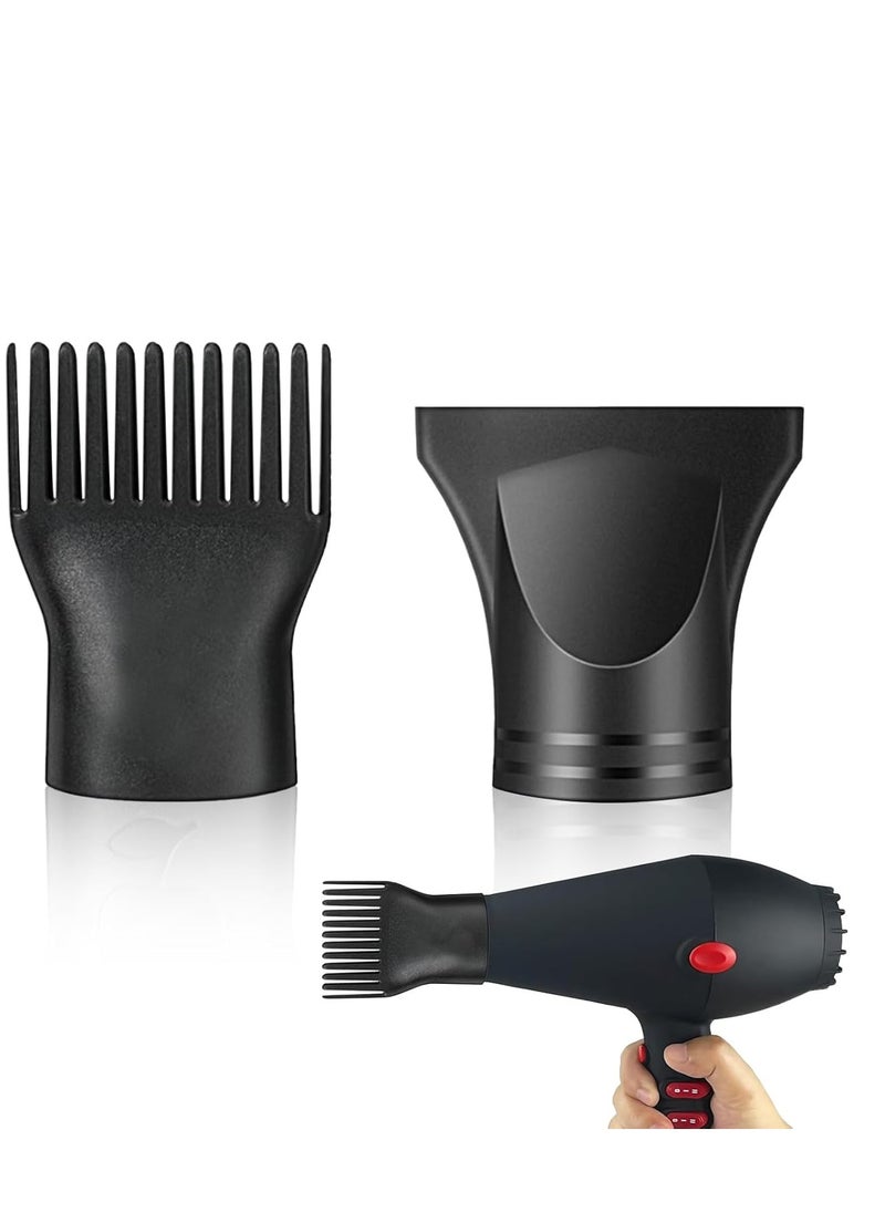 YAFIYGI 2 Pcs Universal Blow Dryer Comb Attachment Set Black Plastic Hair Concentrator Diffuser Nozzle Replacement Hair Dryer Attachments for Salon and Home Use Hair Dryer Nozzle  - Image 1