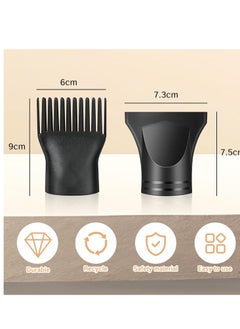 YAFIYGI 2 Pcs Universal Blow Dryer Comb Attachment Set Black Plastic Hair Concentrator Diffuser Nozzle Replacement Hair Dryer Attachments for Salon and Home Use Hair Dryer Nozzle  - Image 2