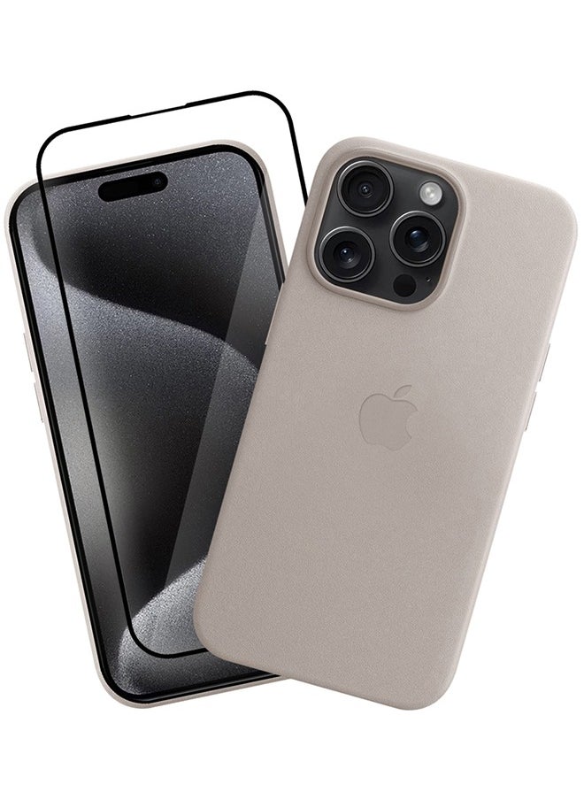 CATANES - 2 Packs For iPhone 15 Pro Max Leather Case and Screen Protector Compatible with Magsafe Anti-Scratch Leather Case Shockproof Drop Proof Protective Slim Case Titanium - Image 1
