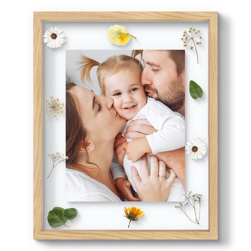 Frametory 16x20 Floating Picture Frame - Solid Wood Frame for Pressed Flower - Real Glass of Front - Use as 11x14 or 12x16 Picture Frame - for Wall Mount Display (Natural Wood, 1 Pack) - Image 1