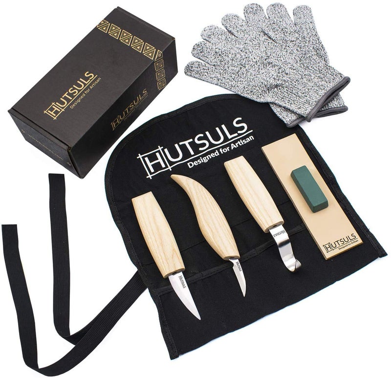 Hutsuls Wood Whittling Kit for Beginners - Razor Sharp Wood Carving Knife Set in Beautifully Designed Gift Box, Whittling Knife for Kids and Adults (8 Pieces) - Image 1