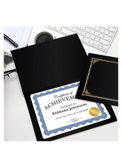 Generic Blank certificate paper containing a blue frame for writing inside, ready for printing, A4 size, with 25 gold foil adhesive stamps, 5 cm, 25 sheets, 250 grams, Up to Date Egypt 01222143812  - Image 5