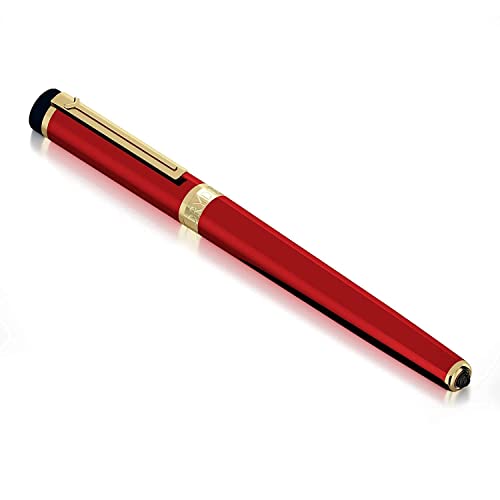 Dryden Designs Fountain Pen - Medium and Fine Nibs | Includes 24 Ink Cartridges and Ink Refill Converter | Calligraphy Pen, Consistent Writing, Smooth Look - Royal Red - Image 4