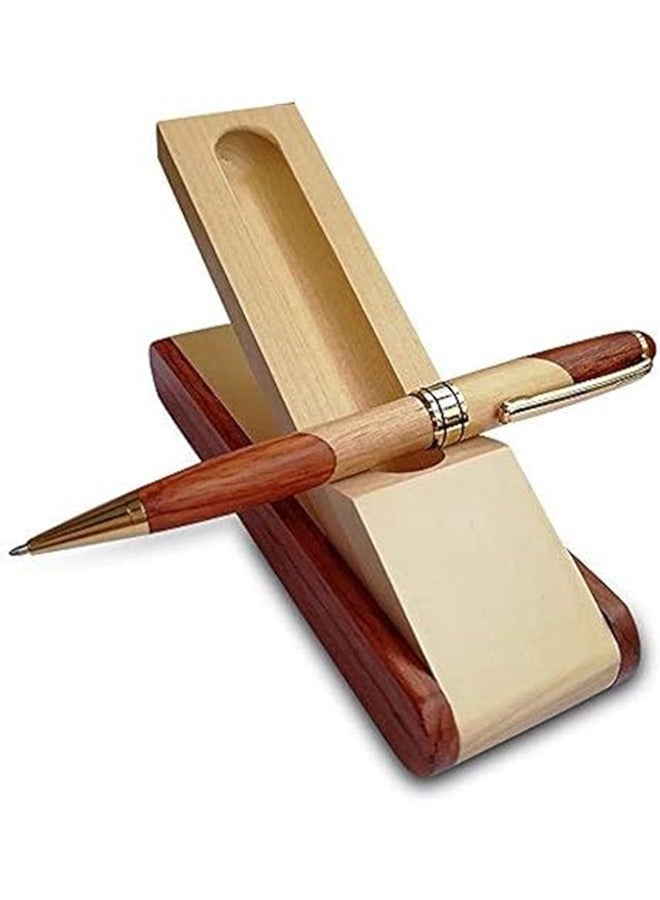 Luxury Wooden Ballpoint Pen Gift Set with Business Pen Case Display, Nice Writing Pen with Box and Gel Ink Refills Fancy Business Wood Pens Stand for Men Women Designer Cool Executive Pen - Image 1