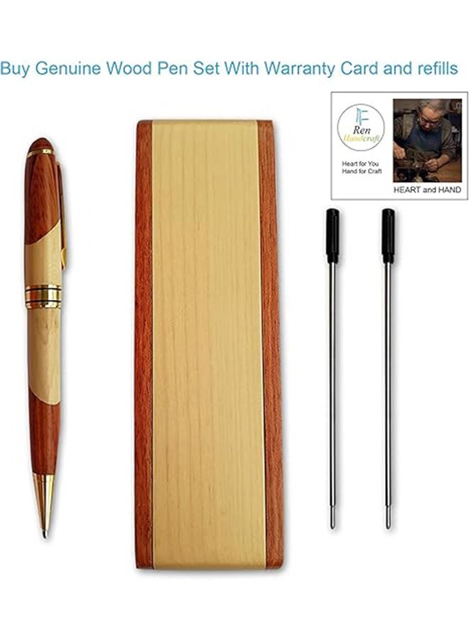 Luxury Wooden Ballpoint Pen Gift Set with Business Pen Case Display, Nice Writing Pen with Box and Gel Ink Refills Fancy Business Wood Pens Stand for Men Women Designer Cool Executive Pen - Image 3