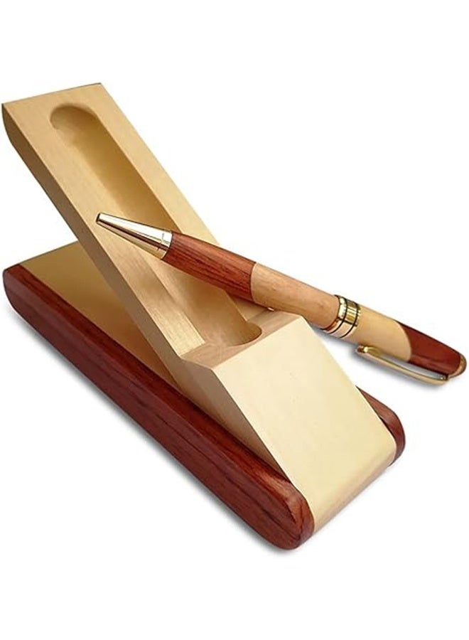 Luxury Wooden Ballpoint Pen Gift Set with Business Pen Case Display, Nice Writing Pen with Box and Gel Ink Refills Fancy Business Wood Pens Stand for Men Women Designer Cool Executive Pen - Image 4