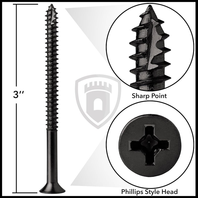 CAULDHAM Store Oil Rubbed Bronze Wood Screws #9 x 3 Inch for Door Hinges - 25 Pack - Image 4