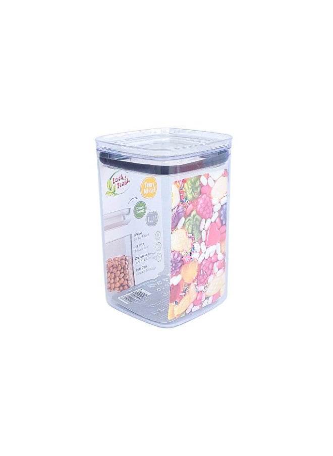Dunya Plastik - Dunia Rectangular Black Fresh & Lock Chef Food Box - Grain | Cereal Container - 1.4Lt Volume with Airtight Lid - BPA-Free - Image 1