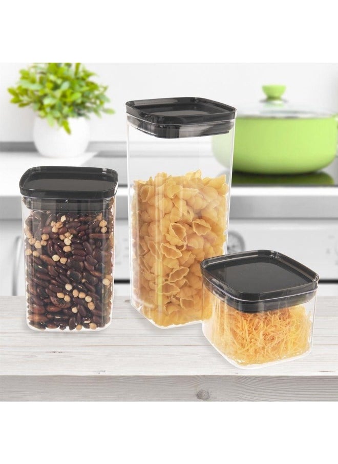 Dunya Plastik - Dunia Rectangular Black Fresh & Lock Chef Food Box - Grain | Cereal Container - 1.4Lt Volume with Airtight Lid - BPA-Free - Image 1