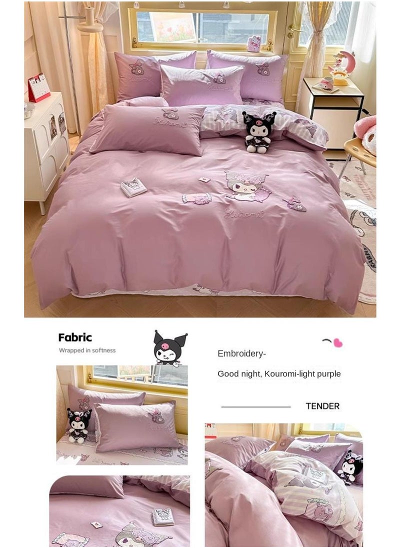 Bluejw Kuromi Anime Bedding Set 4 Piece 3D Cartoon Cute Printed Soft Microfiber Comforter Set with Zipper Closer Gifts for Kids Teenagers Adult  - Image 2