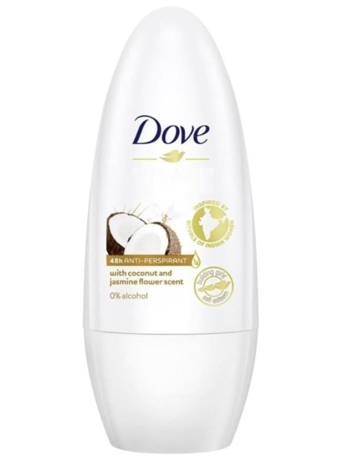 Dove Women Antiperspirant Deodorant Roll On Coconut And Jasmine Clear 50ml - Image 1