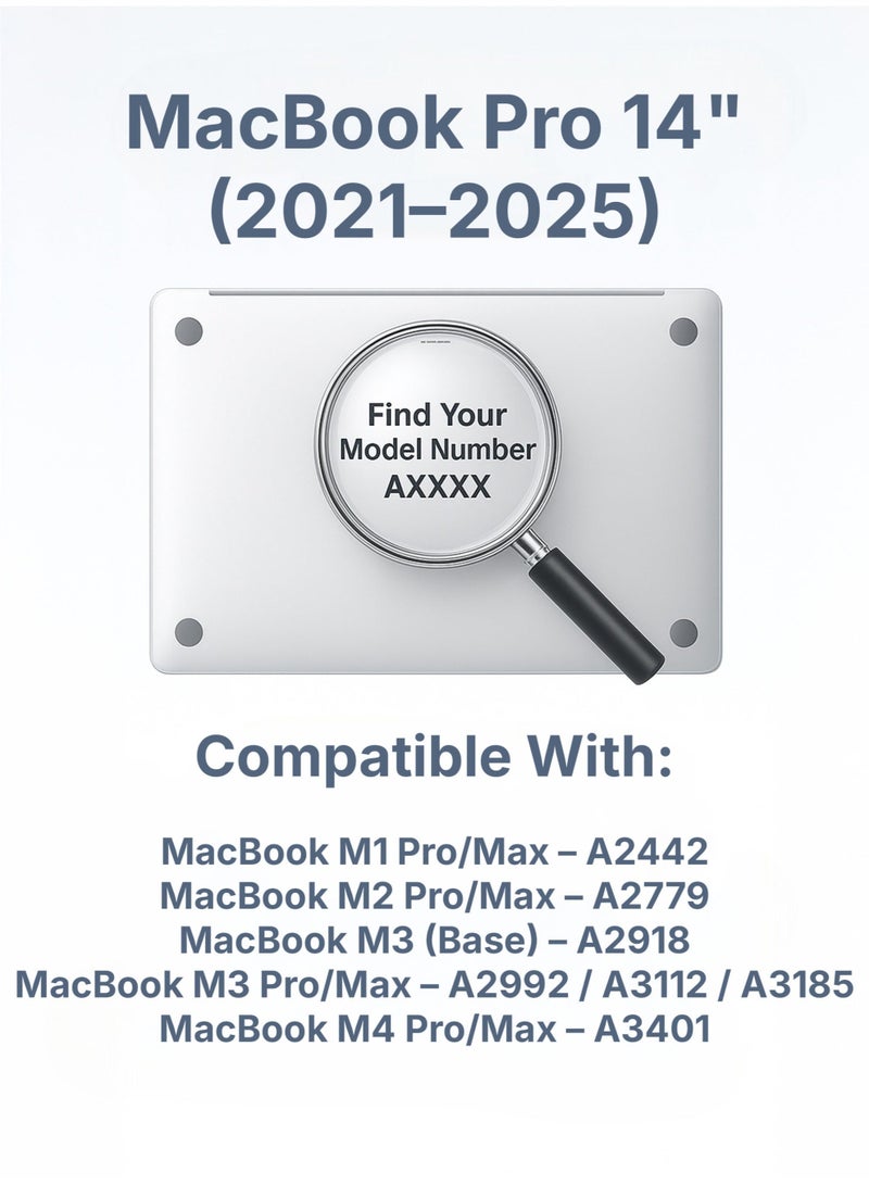 بازار حافظة واقية لجهاز ماك بوك برو 14 بوصة (2025-2021) M4/M3/M2/M1 برو ماكس - غلاف صلب شفاف مع غطاء لوحة مفاتيح، واقي شاشة، وقطعة قماش تلميع، وغطاء نحيف مضاد للخدش، لطرازات A3112 / A3185 / A3401 / A2918 / A2992 / A2779 / A2442 - Image 2