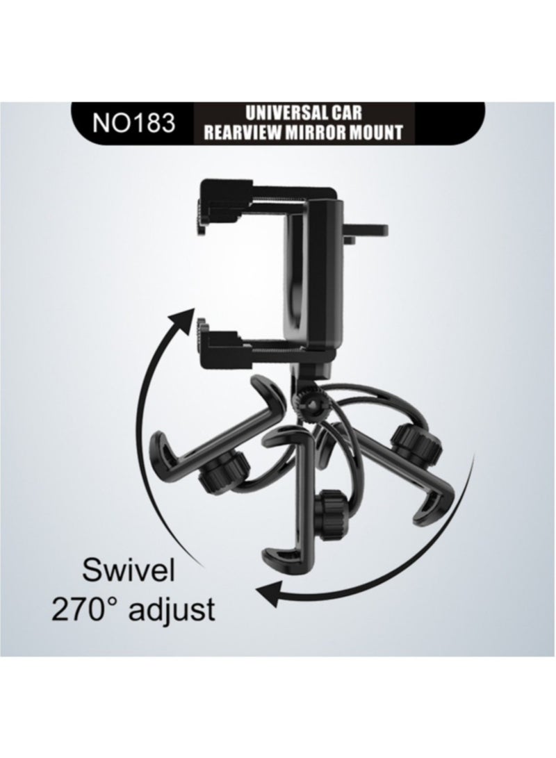 ELTRAZONE Pilot Car Rear View Mirror And Mobile Phones Holder Black - Image 2