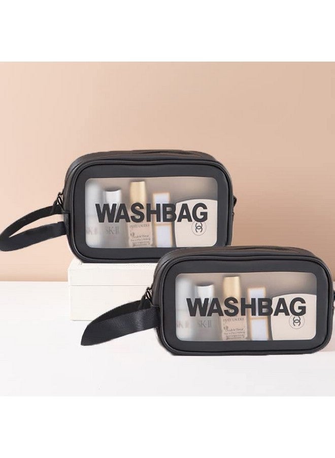 Luxula Multipurpose Clear PVC Zipper Cosmetic Travel Wash Bag Toiletry Makeup Organizer Portable Carry Pouch for Women Girls (Set of 3 Bag) (Black) - Image 4