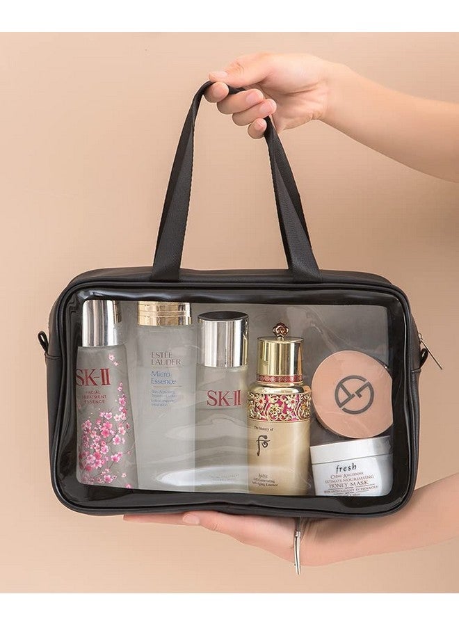 Luxula Multipurpose Clear PVC Zipper Cosmetic Travel Wash Bag Toiletry Makeup Organizer Portable Carry Pouch for Women Girls (Set of 3 Bag) (Black) - Image 3
