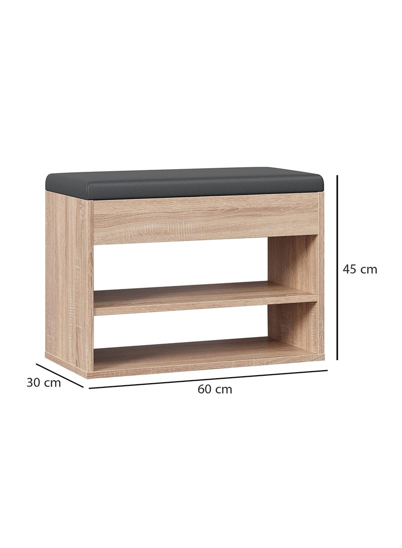 MODERN HOME Entryway Shoe Storage Bench with Cushion | Hallway Organizer & Hidden Lift-Top Storage Beige - Image 5