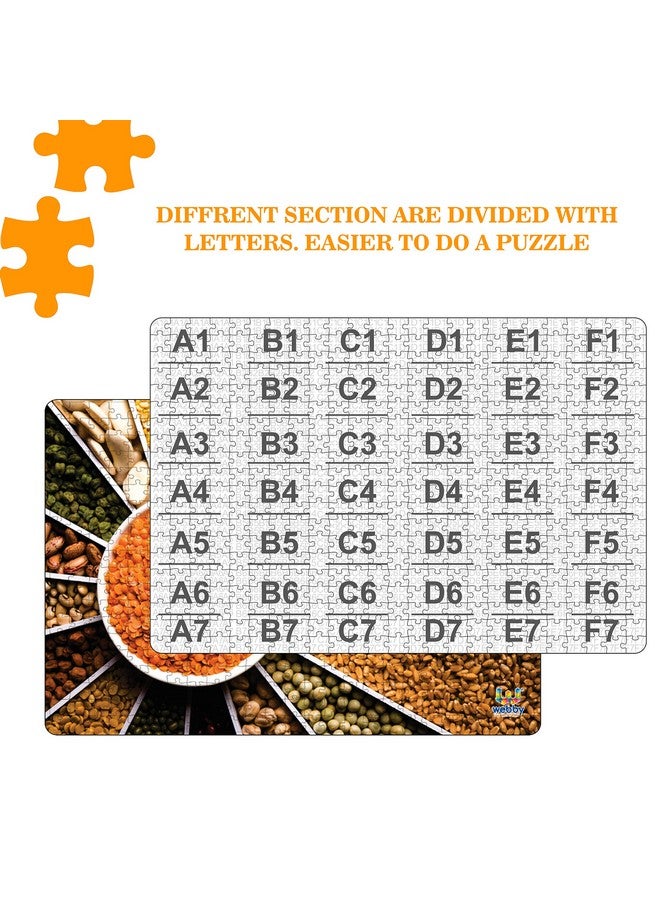 Webby Kids Abstract Food Grains Wooden Jigsaw Puzzle, 500 Pieces - Image 3