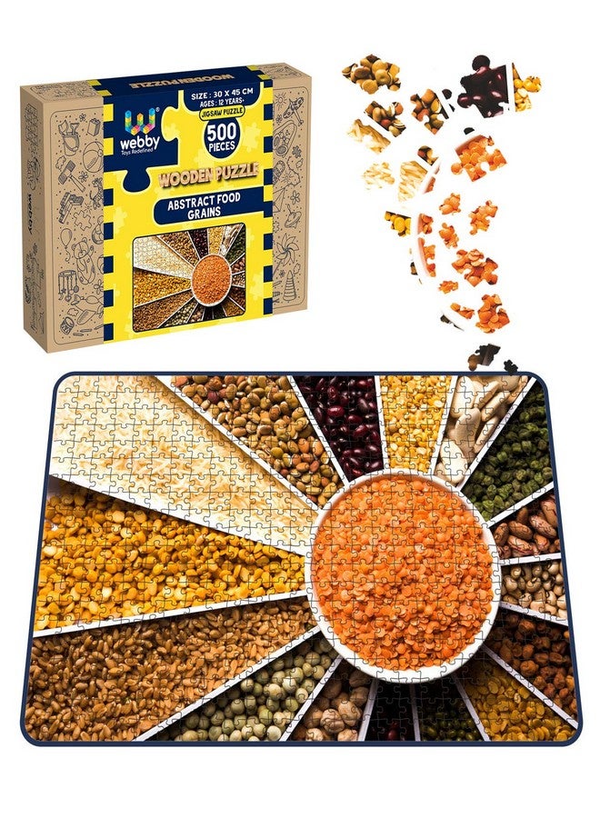 Webby Kids Abstract Food Grains Wooden Jigsaw Puzzle, 500 Pieces - Image 2