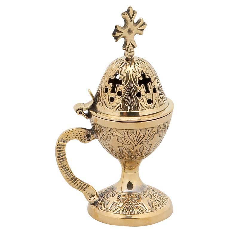 Iconsgr Christian Byzantine Orthodox Greek Censer Incense Burner Liturgy (78b) - Image 1
